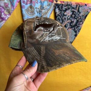 Ford Mustang Embroidered Camo Baseball Cap - Brown Green